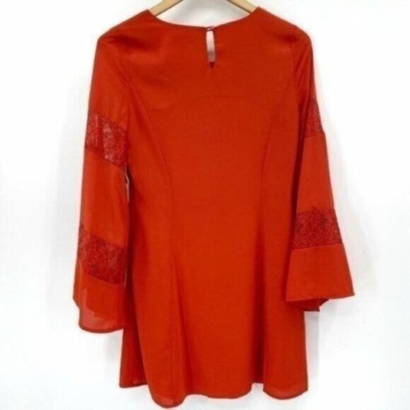 Altar'd State Orange Lace Bell Sleeves Scoop Neck Cotton Small Sheath Dress NWT - Picture 8 of 11
